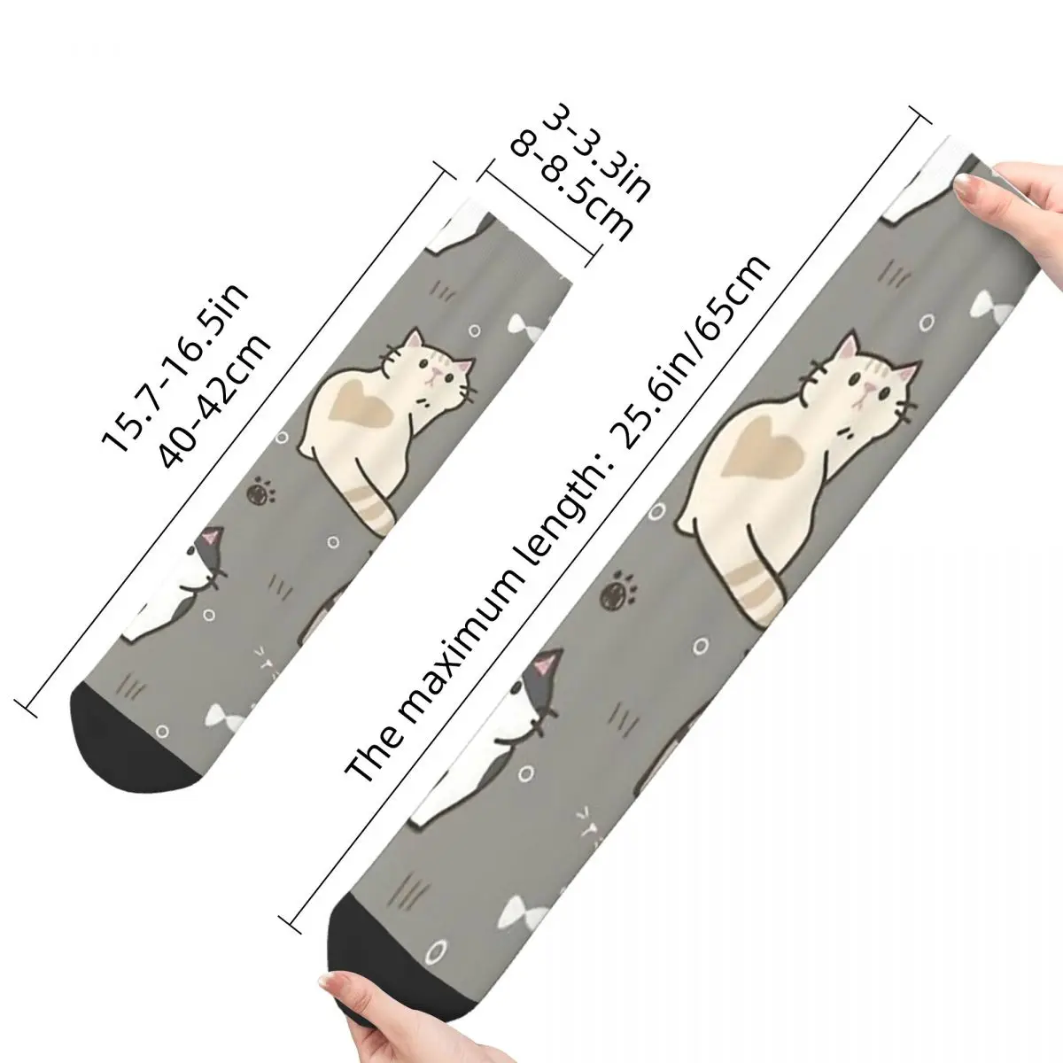 Hip Hop Retro Pattern Crazy Men's Socks Cat Lover Meow Nekko Unisex Street Style Pattern Funny Novelty Crew Sock Boys Gift