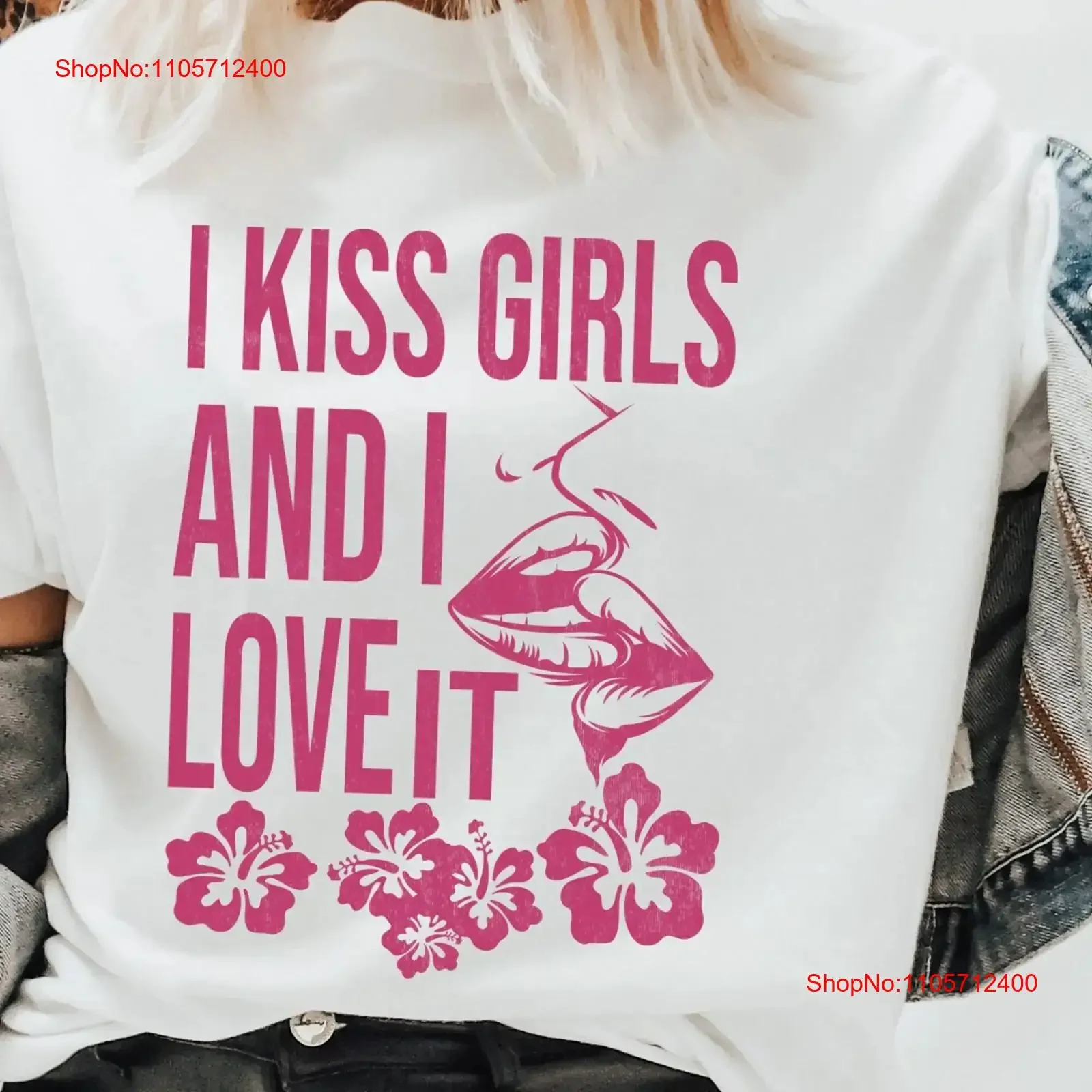 I kiss girls T Shirt Funny lesbian meme pride Femme WLW gift Cute lgbT Buch Laugh vintage Washed Breathable Slightly