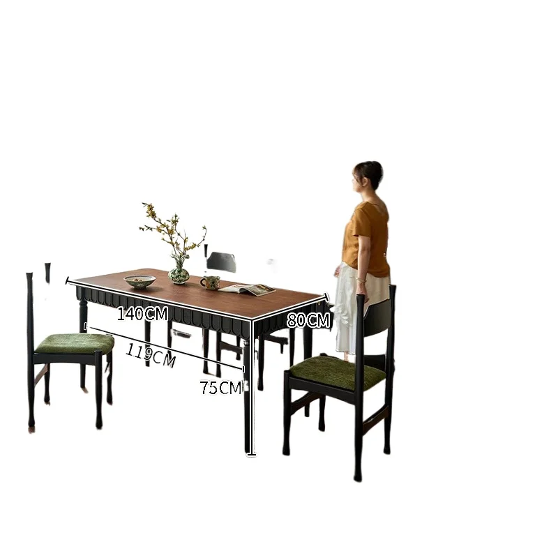 

French retro solid wood dining table and chairs