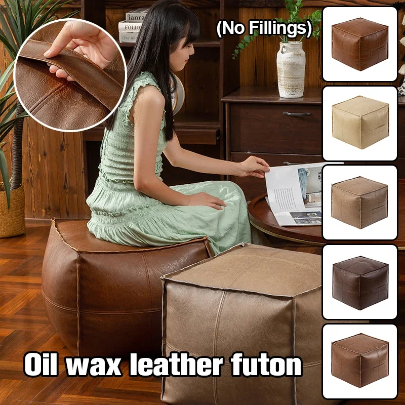 Quadratischer gefüllter marokkanischer Pouf-Hocker, quadratischer Bodenkissen-Fußhocker für Wohnzimmer, Schlafzimmer und unter dem Schreibtisch