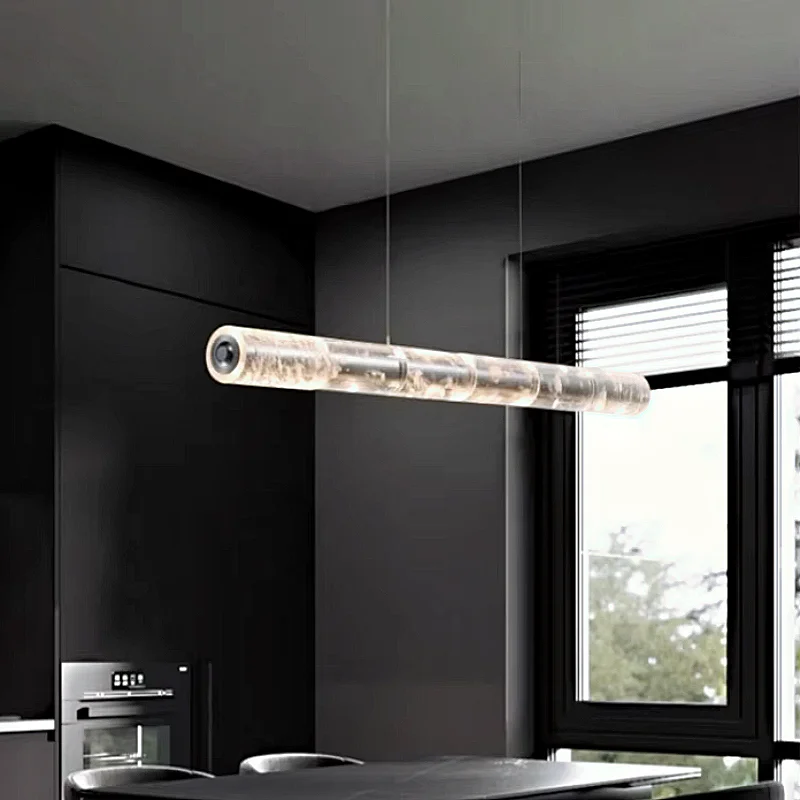 

Italian style cloud fog glass pendant light Nordic restaurant dining table island table long pendant light