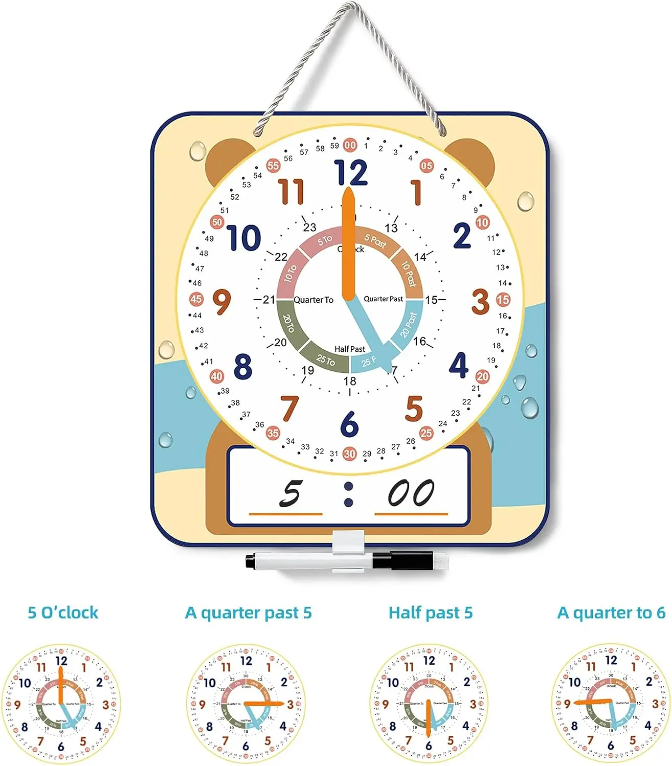 

Magnetic Teaching Clock for Kids Educational Demonstration Timer for School Learning Montessori Toys Wall Clock
