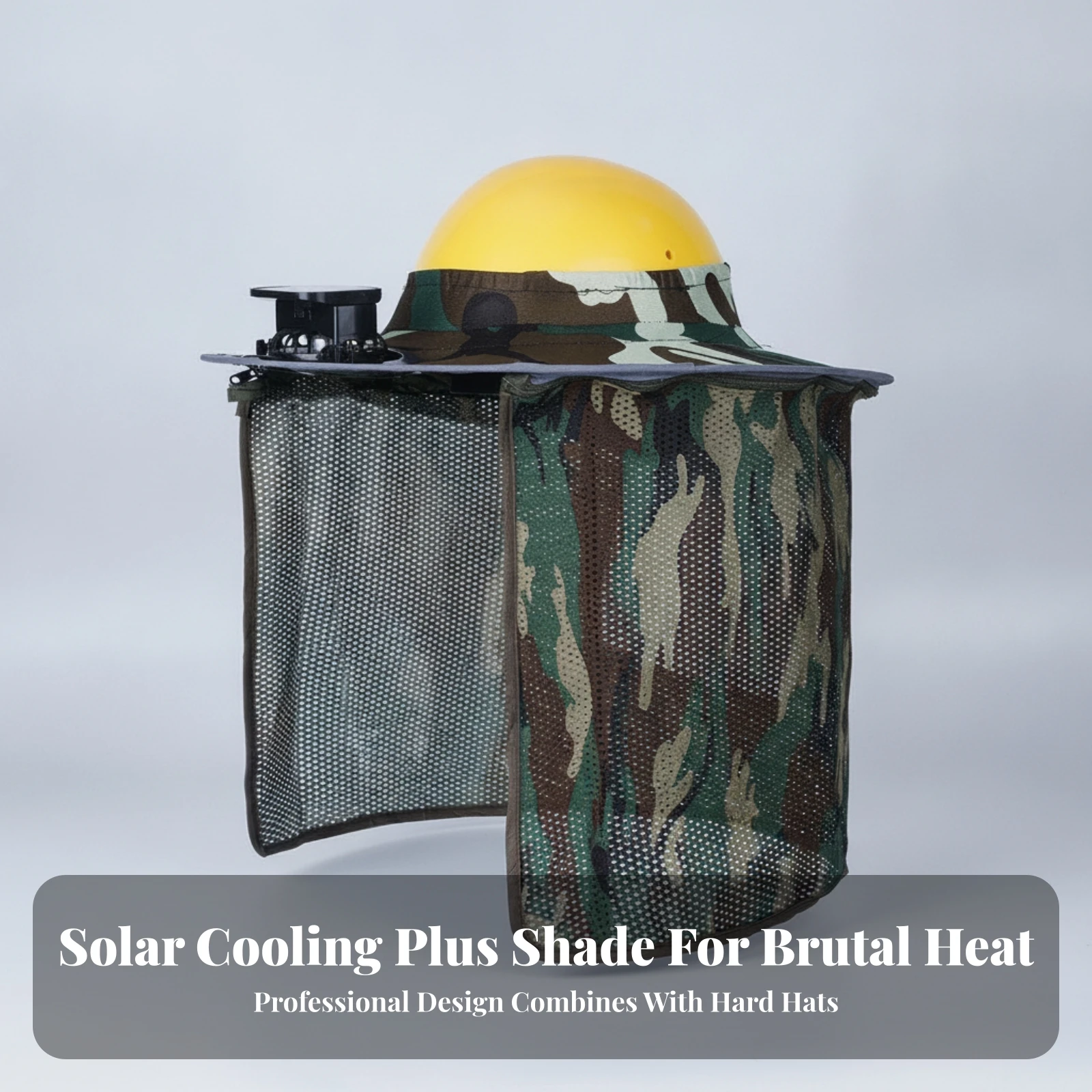 Helmet Sunshade with Fan Cooling Solar Powered Helmet Cover Neck Sunshade Cover Headwear Breathable