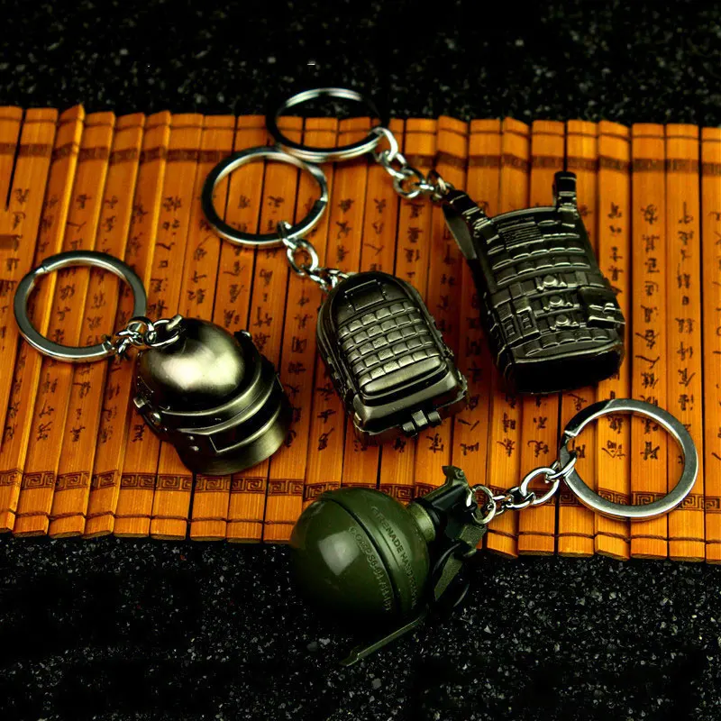 CS Game Tactical Equipment Toy AUG Mini Keychains Grenade Knapsack Helmet Portable Alloy Model Adult Collection Gift HG289