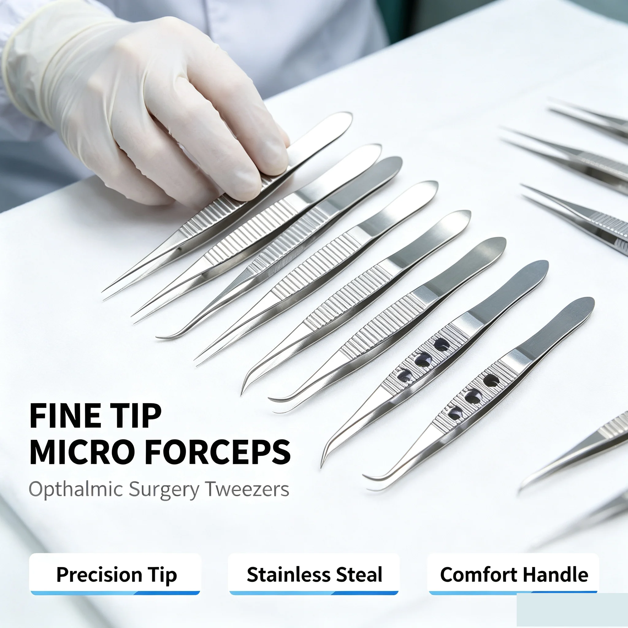 Transplant Forceps Separation Forceps Hair Follicle Transplant Extraction Head Titanium Clip Head Stripe Plucking Forceps