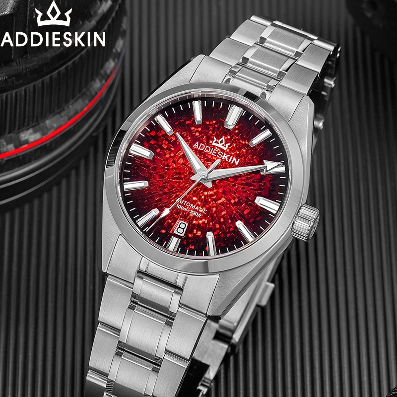 ADDIESKIN Men Luxury Automatic Watch Miyota 9015 100M Waterproof Sapphire Stainless Steel Luminous Business Dive Watch 38mm K003