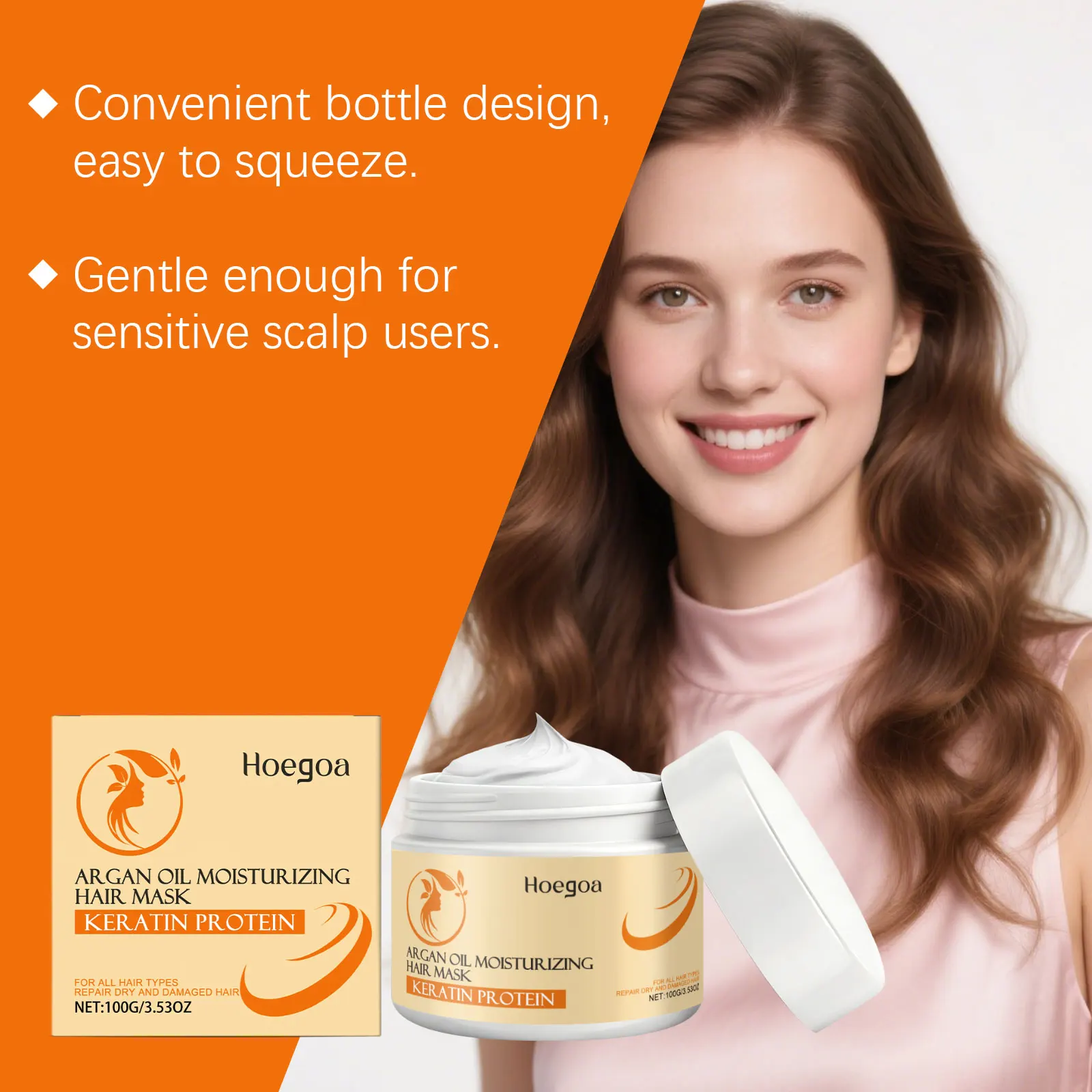 Hoegoa Moroccan Oil Hair Mask Nourishing Moisturizing And Smoothing for Dry Damaged Hair Soft Shiny Gentle Daily Use Formula