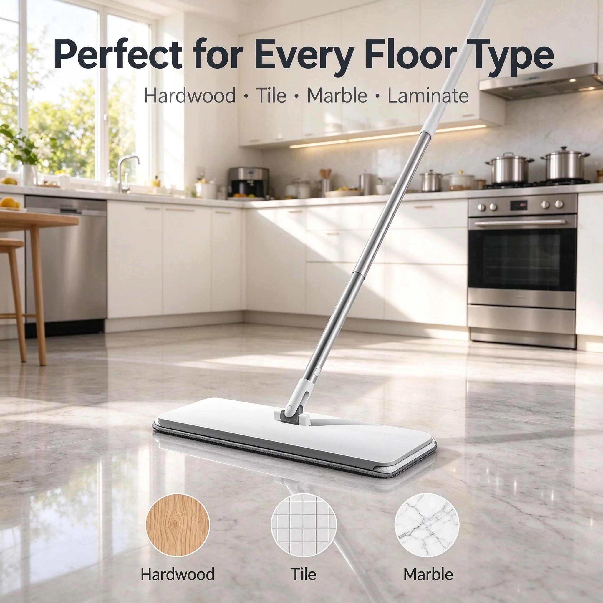 Home Cleaning Supplies - Hands-Free Rotating Flat Mop Easy to Use Floor Cleaning Tool for Efficient Home Care