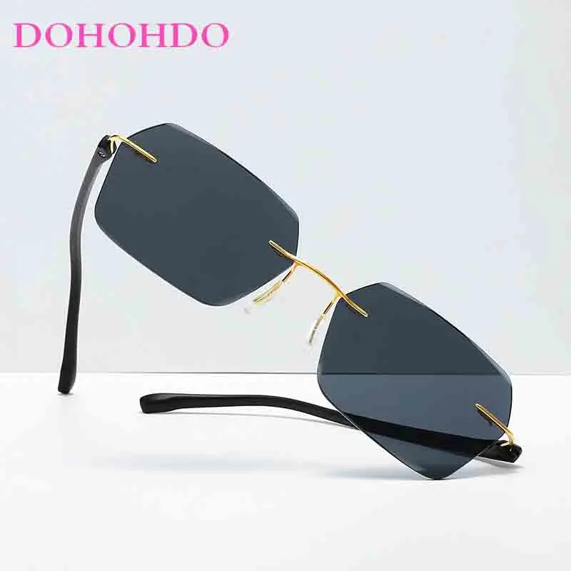 

Classic Luxury Brand Design Frameless Sunglasses Unisex Travel Driving Sun Glasses Retro Fashion Metal Frame Ultraviolet UV400