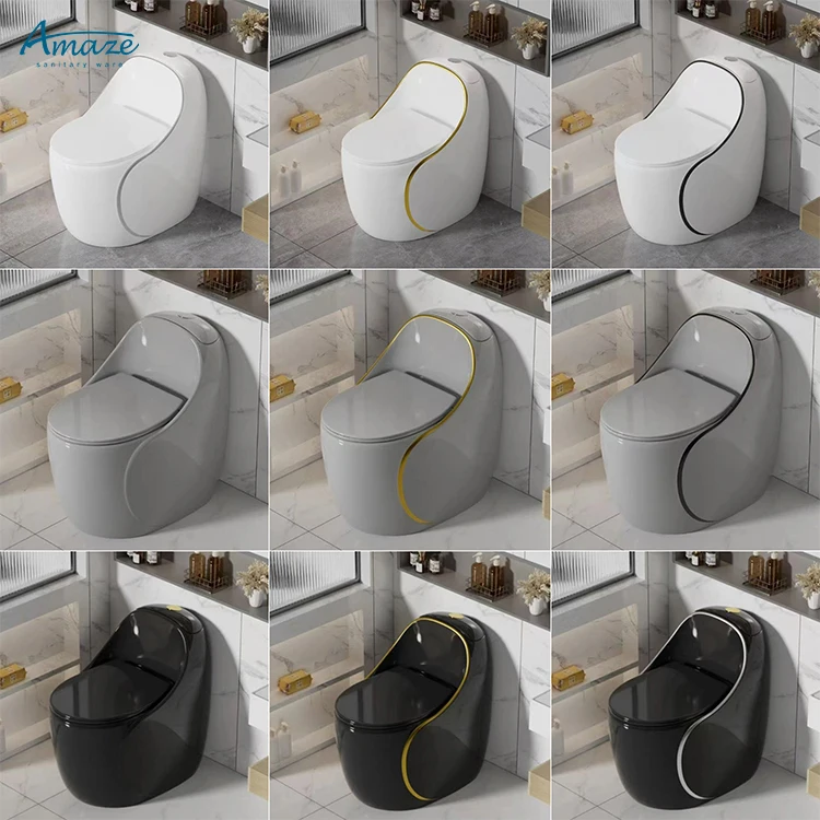 Factory Luxury Round Egg Shape One Piece Toilet Commode Siphon Color Water Closet Floor Mounted WC for Bathroom - view 6