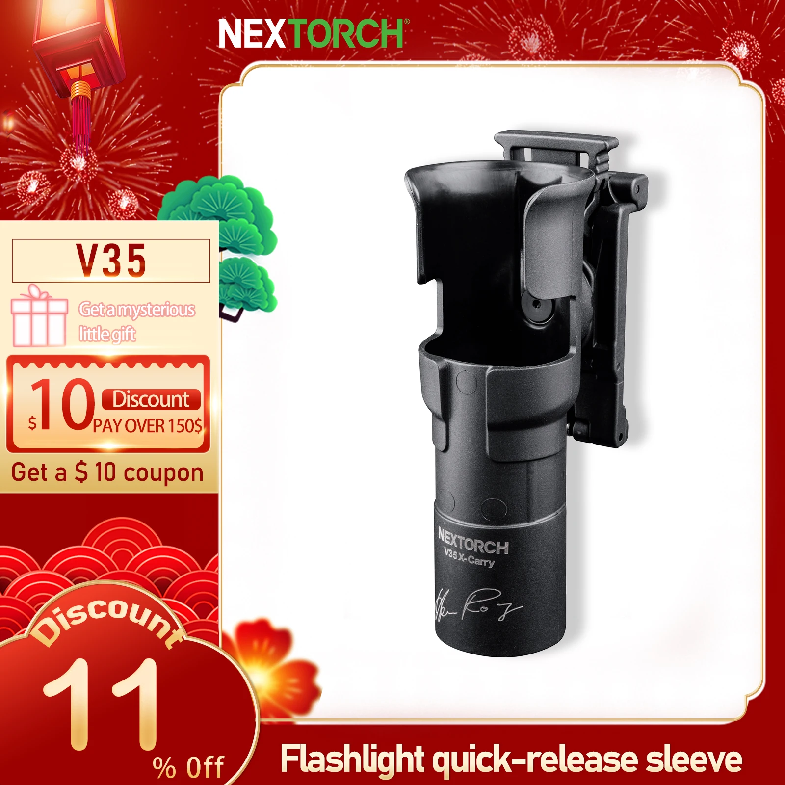 

NEXTORCH V35 X-Carry Tactical Flashlight Holster, Baton Holster, Baton Holster, 360 Degree Rotation, for TA20 TA30 P10