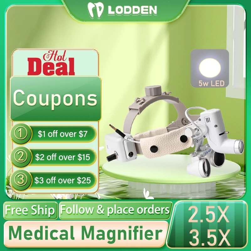 

Dental Oral Medical Head-mounted Magnifier with 5W LED Light Orthopedic Surgery Portable Medical Magnifier