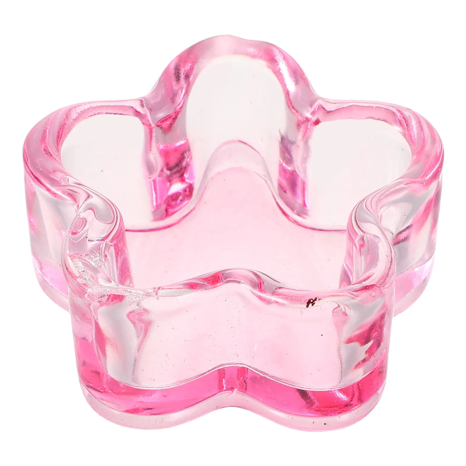Translucent Pink Crystal Dappen Dish for Nails Large Capacity Nail Art Pen Cleaning Cup Manicure Glass Bowl Tools