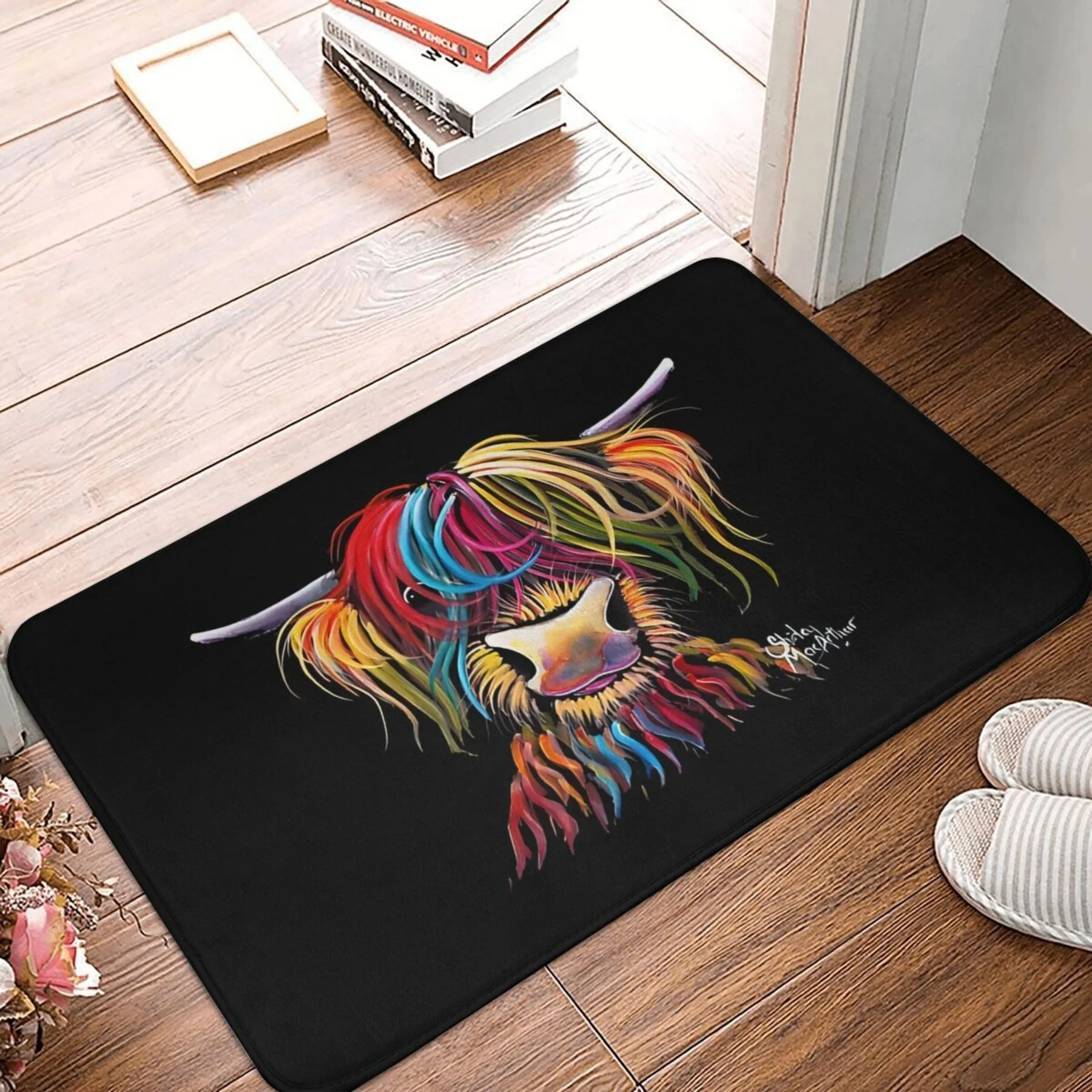 

1PC Highland Cow pattern Door Mats Kitchen Rugs Non-Slip Pop design Living room Rugs Bath Mat Carpet for Home Sink Laundry Decor