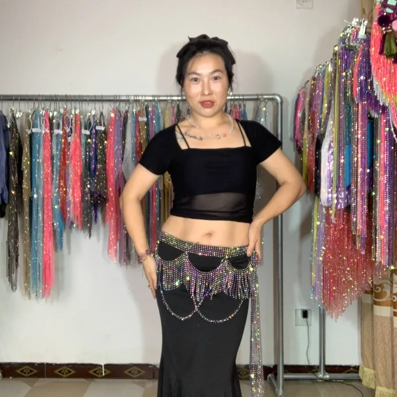 Customized Belly Dance Belt Waist Chain Big Diamond High Shining High Brightness Oriental Dance Pure Handmade Accessories