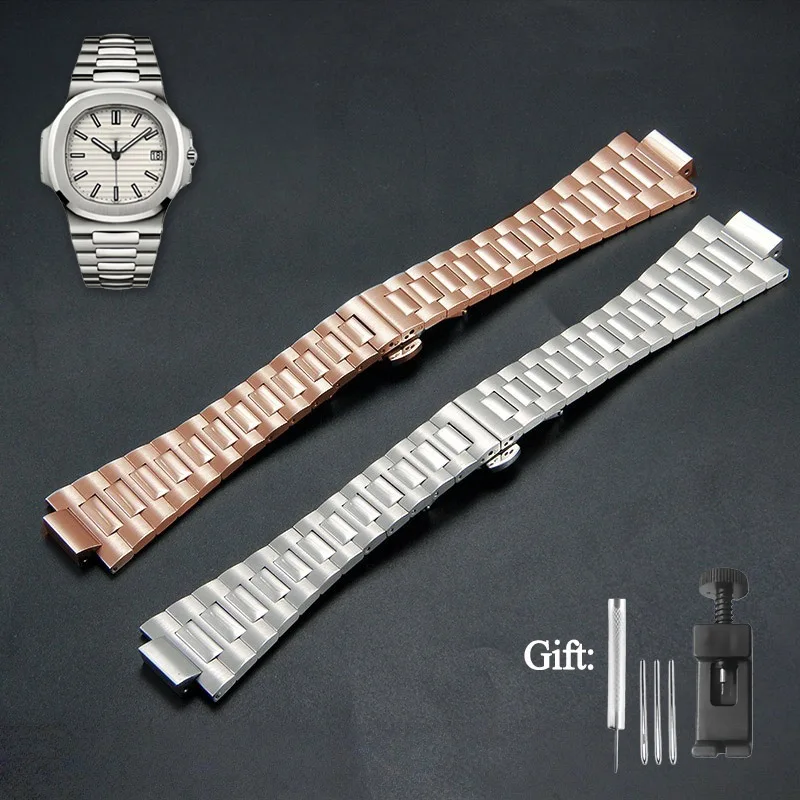 13x25mm Stainless Steel Watch Strap for PATEK PHILIPPE Nautilus 5711 5712 5726 5980 watchband folding buckle Bracelet Wristband