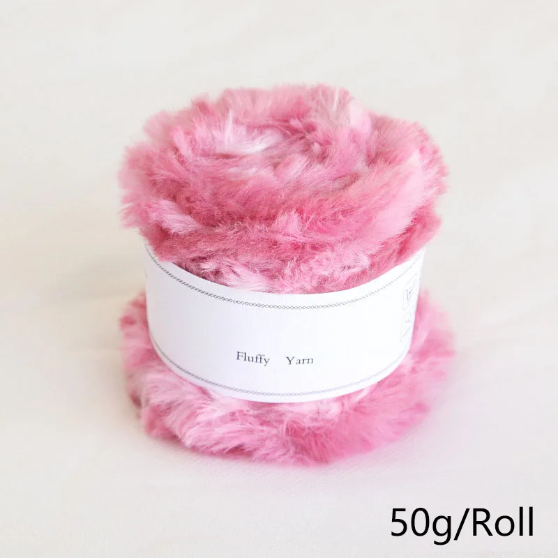 Faux Fur Fluffy Mink Wool Yarn, Cashmere Hand Knitting, Long Plush Suede Thread, DIY Cardigan Shawl Scarf e Hat Material, 50g por rolo