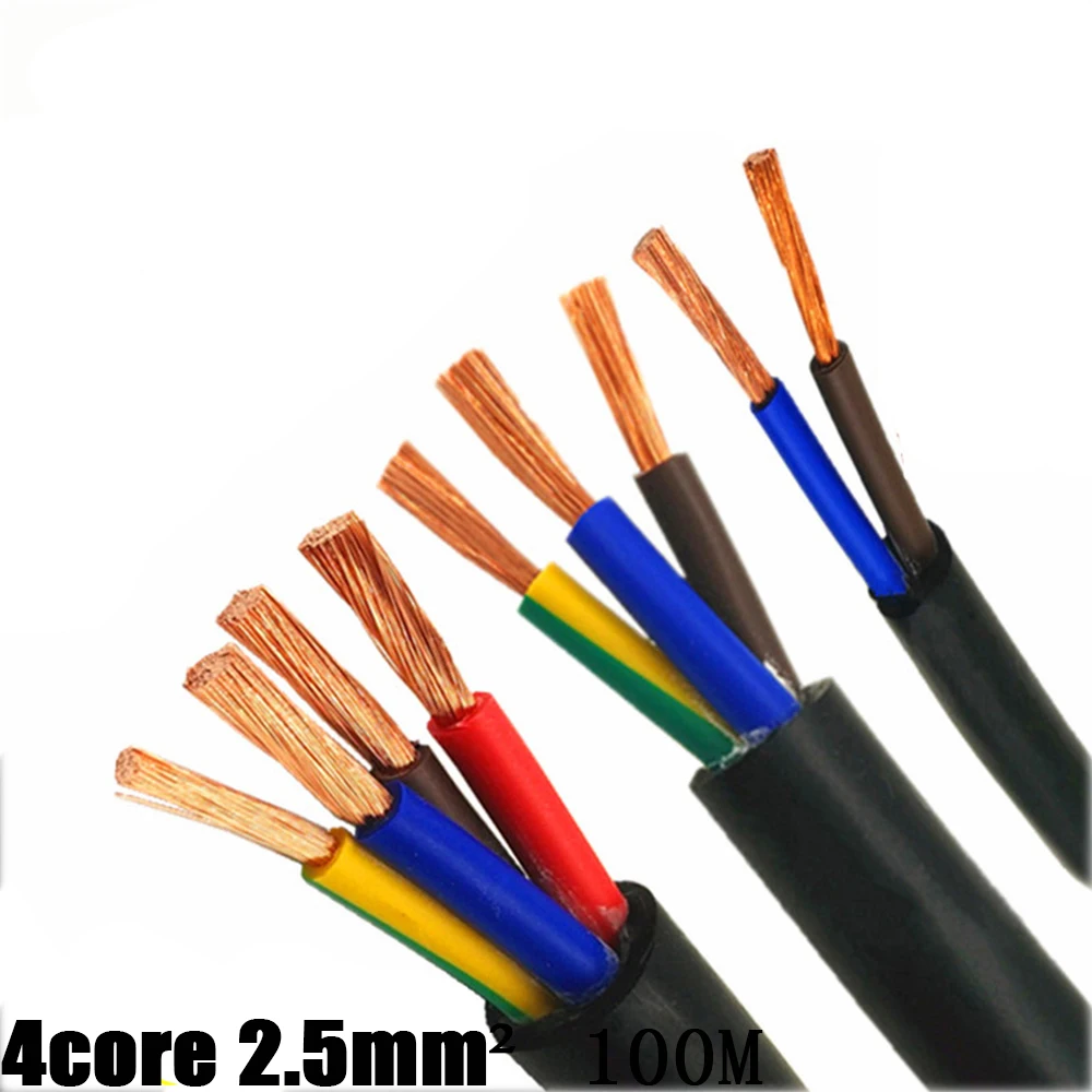 Outdoor Pure Copper Core Wire 4 core 2.5 Square GB Mechanical Wear-resistant Power Wire 100m Waterproof Anti-freeze Power Cord