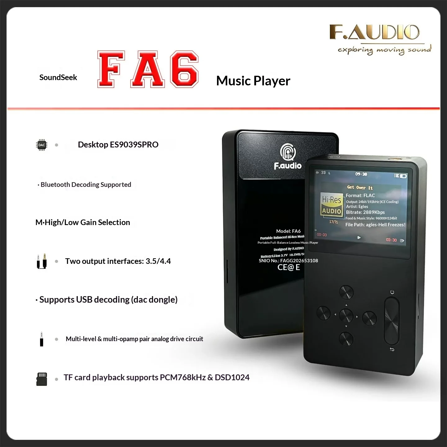 F. AUDIO sound seeking FA6 lunch box 6 player USB decoding HIFI DSD Bluetooth ES9039PRO chip DAC