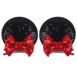 Disney Cartoon 2.8'' Sequins Mouse Ears Bow Clips Glitter Hairpins Girls Festival Hairgrip Party Barrettes Kids Hair Accessories