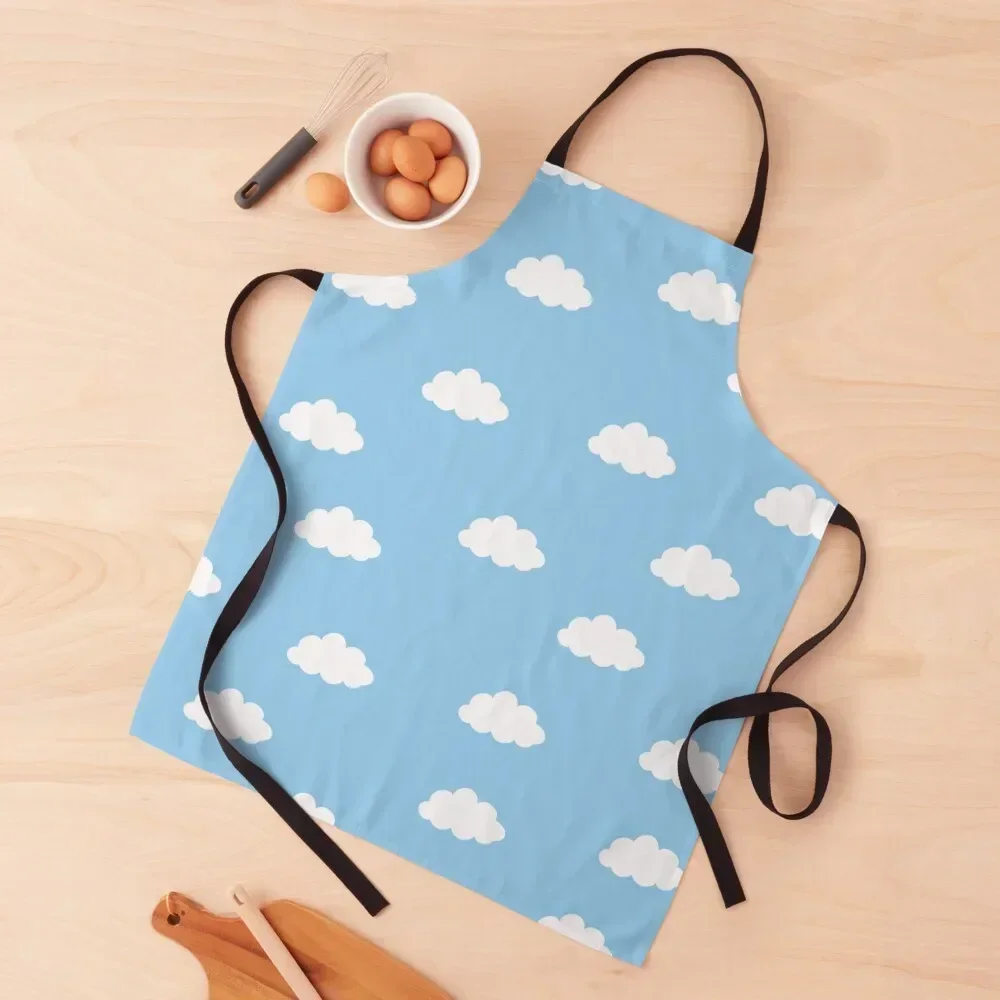 

White clouds in blue background Apron home women Professional Barber cookings for women Camping Apron