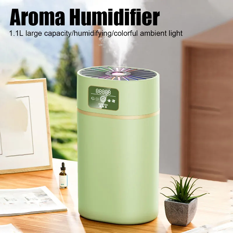 1100ml USB AIR Humidifier สีสัน Ambient Light Essential Oil AROMA Humificador Cool Mist Fogger Home Office กลิ่นหอม Diffuser
