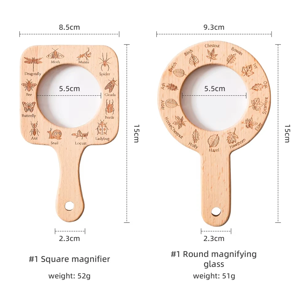Wooden Magnifying Glass for Kids Observe Nature Insects and Leaves Smooth Surface Outdoor Exploration STEM Learning Gift Toys view 6