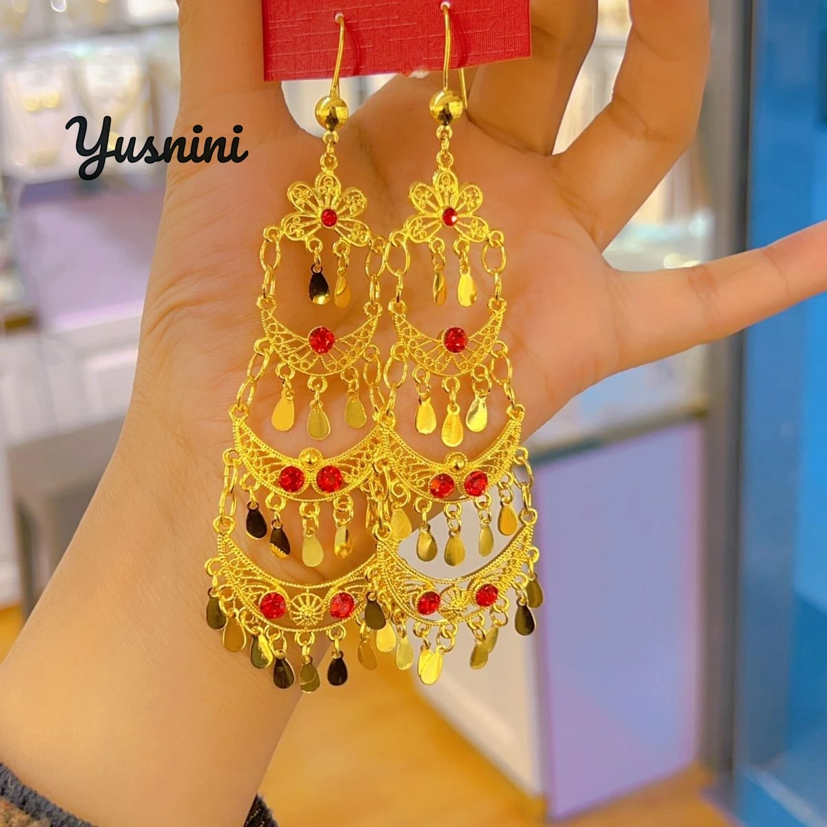 

Fashion Africa Middle East Dubai 24K Gold Plated Customized Earrings for Couples' Wedding Party Jewelry DD10749