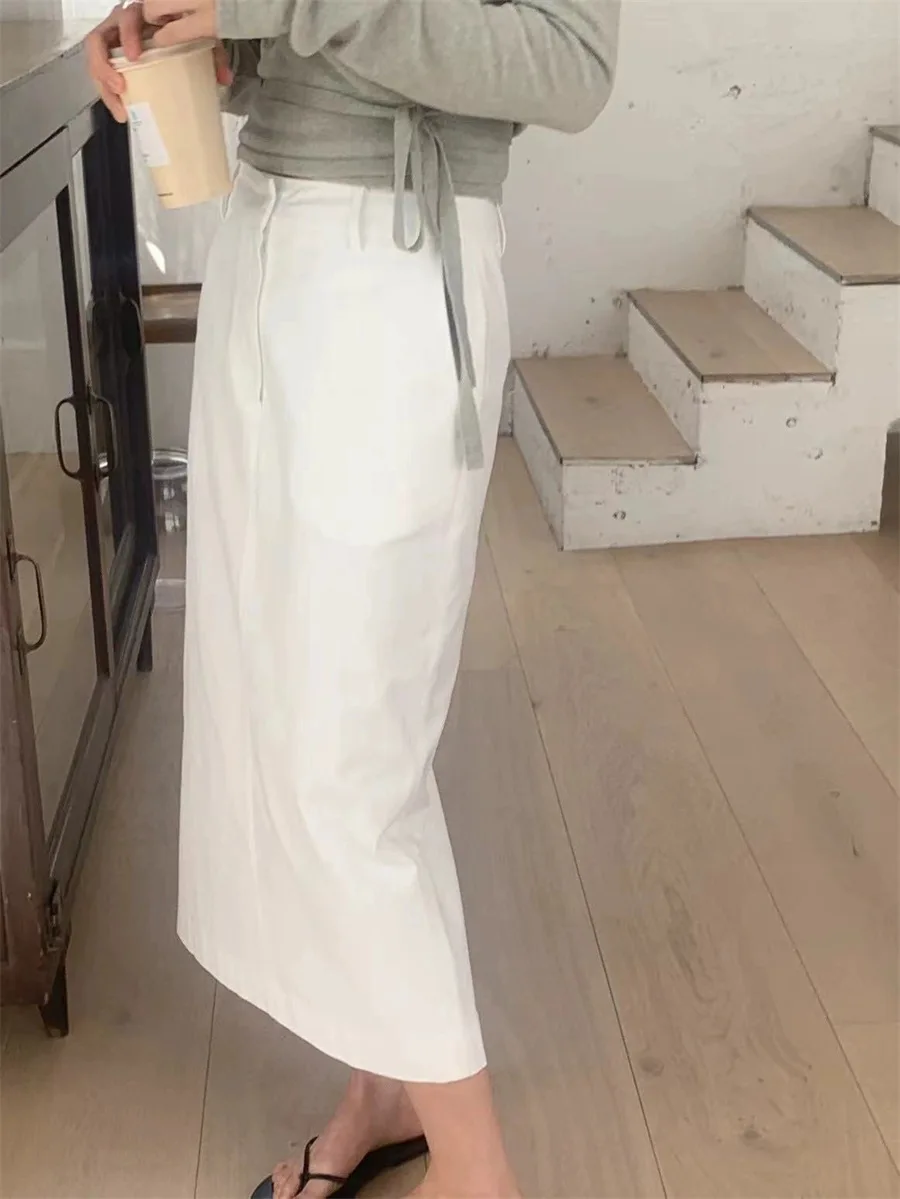 ارتفاع الخصر مستقيم الساق ميدي تنورة الصيف Dongdaou بسيطة تنوعا التخسيس ألف خط ميدي تنورة للنساء Faionable عادية S...