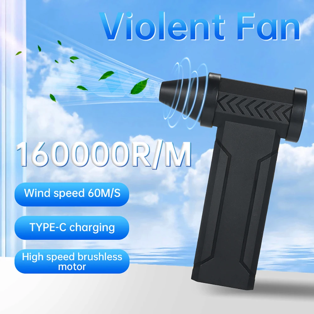 160000 RPM Four Speed Adjustable Violent Turbofan High-speed Turbocharged Hurricane Vacuum Cleaner Handheld Wireless Fan