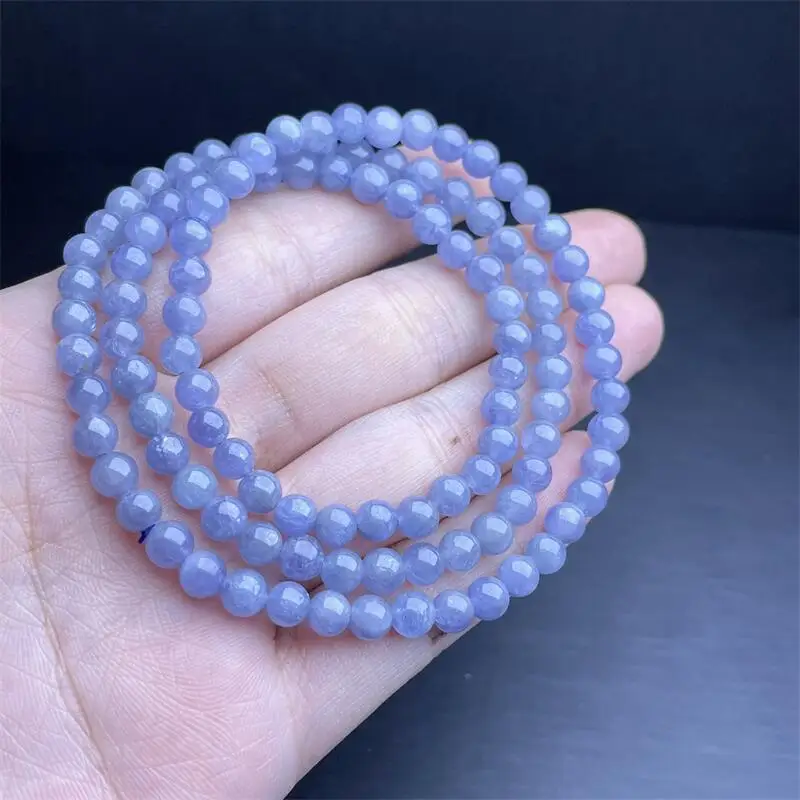 

4.5MM Natural Tanzanite Triple Circle Bracelet Fashion Gemstone Crystal Jewelry For Women Healing Bohemia Holiday Gift 1PCS