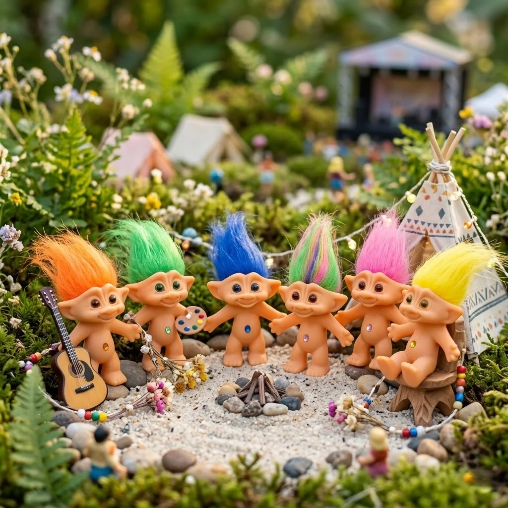 6pcs Troll Doll Collector's Set Gem - Bellied Mini Pvc Dolls 10cm Vintage Retro Small Doll & Collectible Gift For Kids