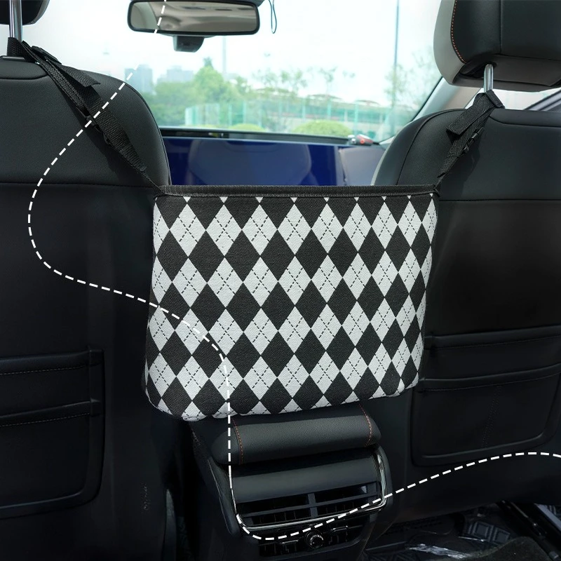 Nueva bolsa de almacenamiento para asiento trasero de coche, caja de almacenamiento creativa de alta gama para coche, caja de acabado para almacenamiento de asiento trasero de coche para mujer, basura para coche