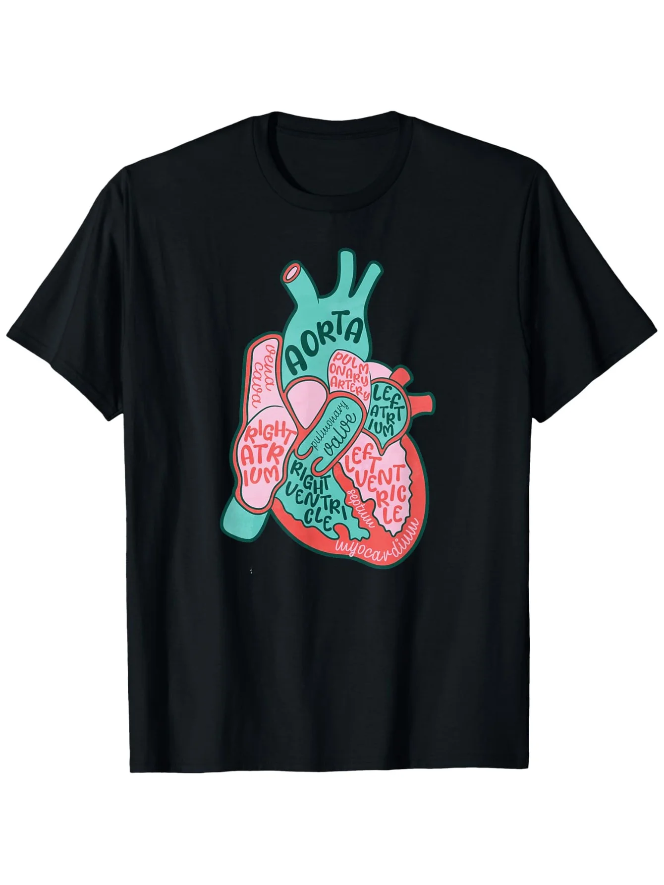 

CVICU Heart Anatomy T-Shirt - 100% Cotton, S-XXXL, Black, Nurse/Cardiology Professional Gift