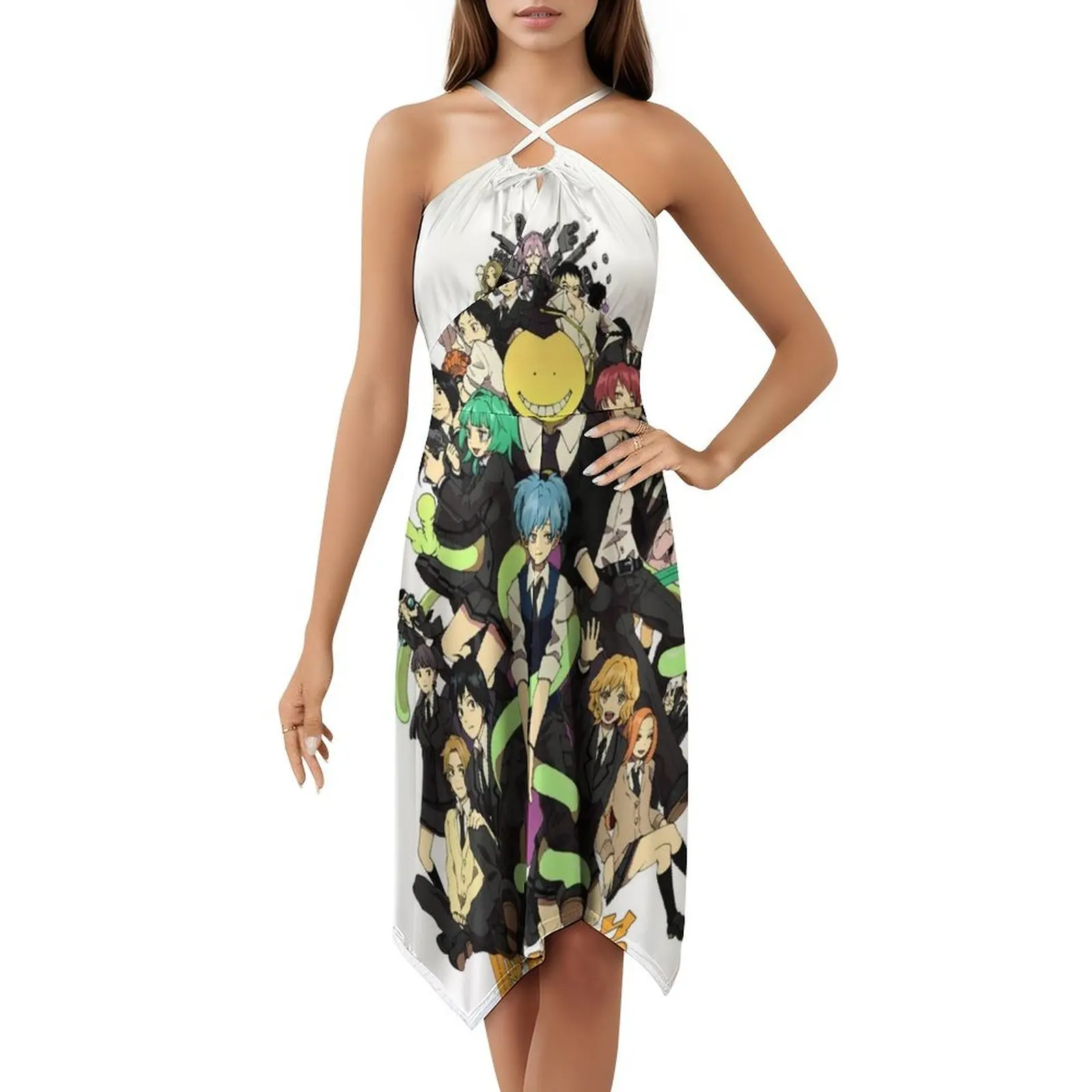 فستان بوهو أنيق للفصل الدراسي أنيق على الشاطئ لحفلات الزفاف Ansatsu Kyoshitsu Korosensei Hinata ملابس نسائية #5