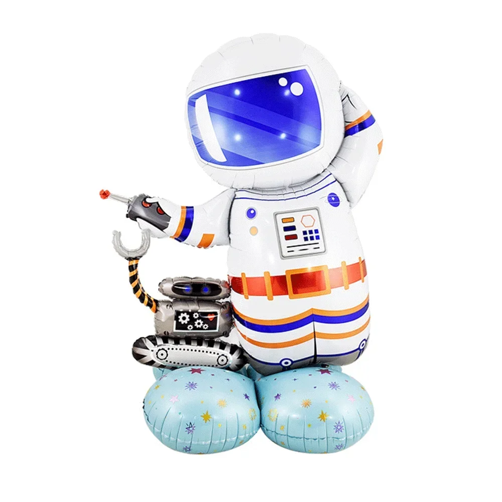 2pcs 4D Extra Large Standing Base Spaceman Foil Balloon Extraterrestrial Space Galaxy Planet Astronaut Kids Birthday Party Decor