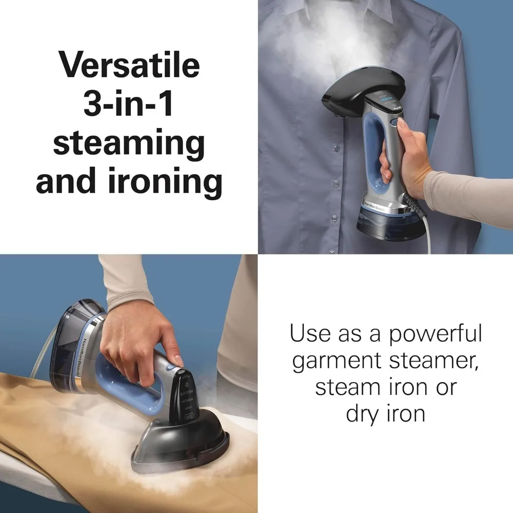 3-in-1 Handheld Garment Steamer for Clothes & Steam Iron, 45 Second Heat-Up with 1700 Watts, 27 Minutes of Steam, Auto Shutoff