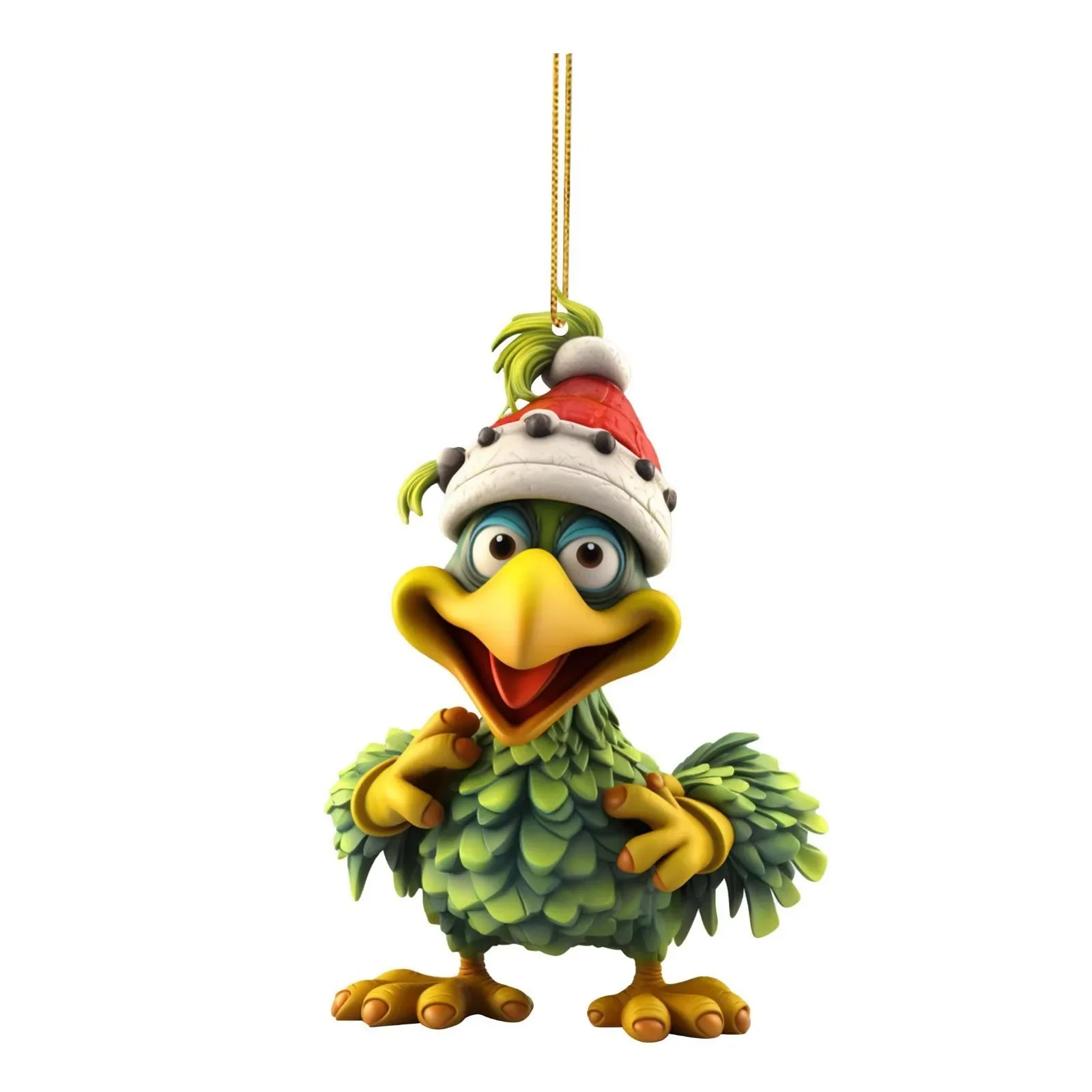 Funny Christmas Ornament 2d Acrylic Rooster Charm Christmas Rooster Ornament Lightweight Christmas Rooster Pendant For Office