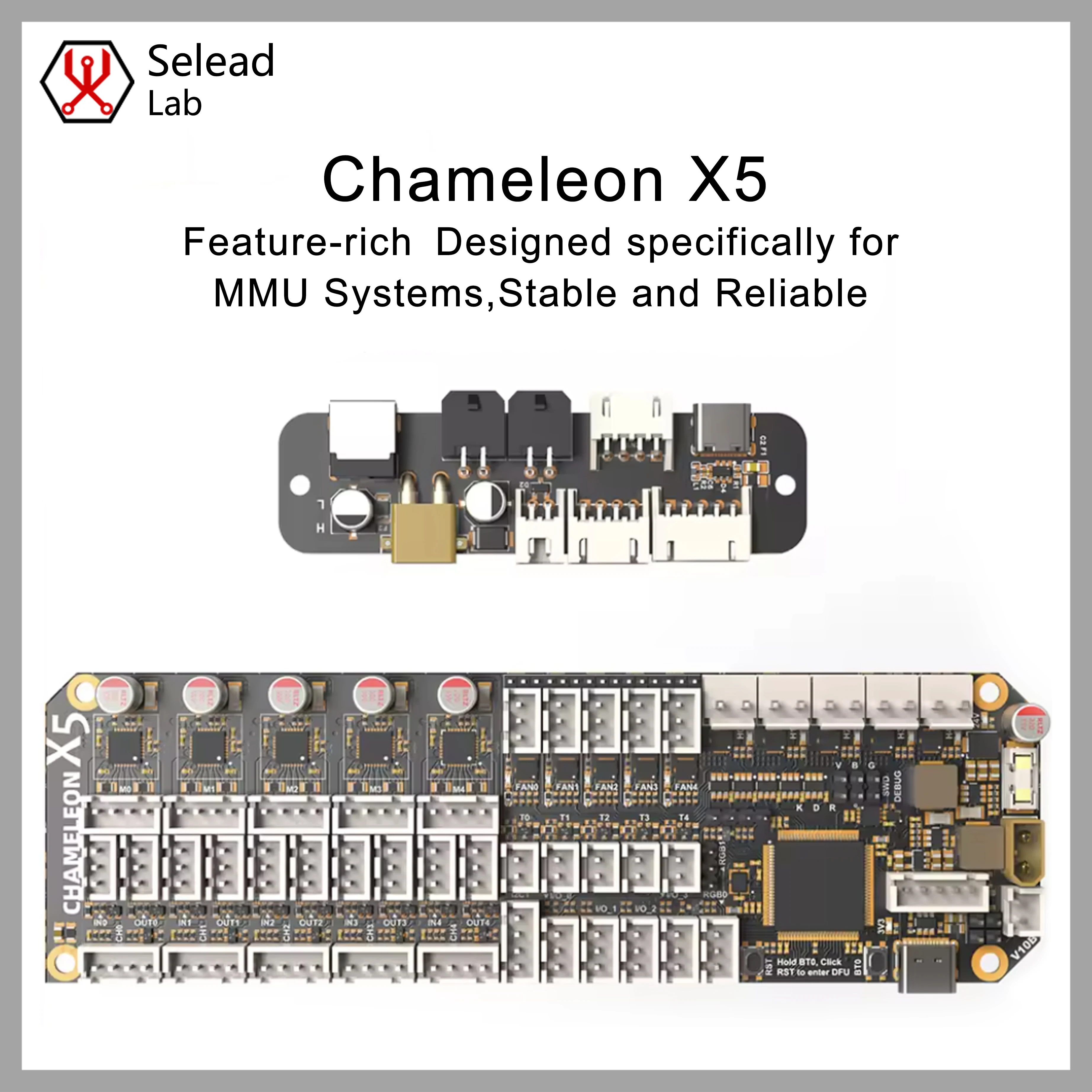 

Материнская плата Seleadlab Chameleon X5 ERCF QuattroBox V1 V2 MMU с поддержкой сушки горячим воздухом и связью USB/CANBUS