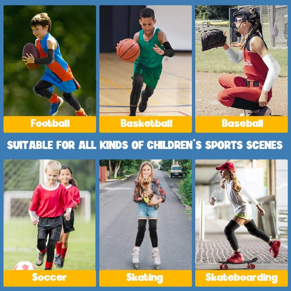 2 Stück Sport-Knieschoner und Ellbogenschoner mit Wabenstruktur für Kinder/Jugendliche von 5-15 Jahren, Schutzausrüstung für Basketball, Baseball, Fitness – Detail 14