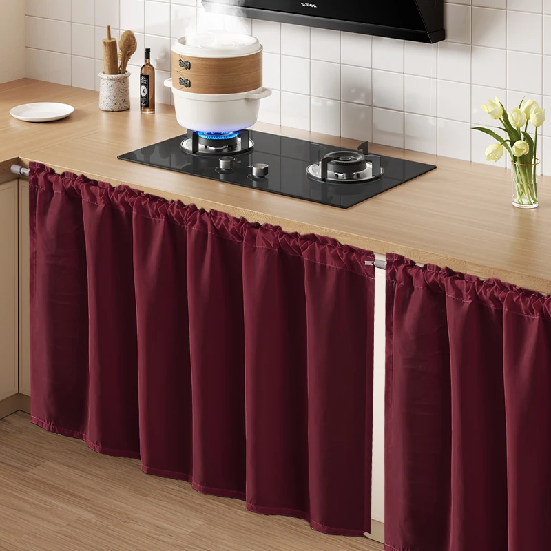 Chiffon Waterproof Half Curtain Short Kitchen Cabinet Sundry Shade Partition Curtain Dining Table Table Skirt