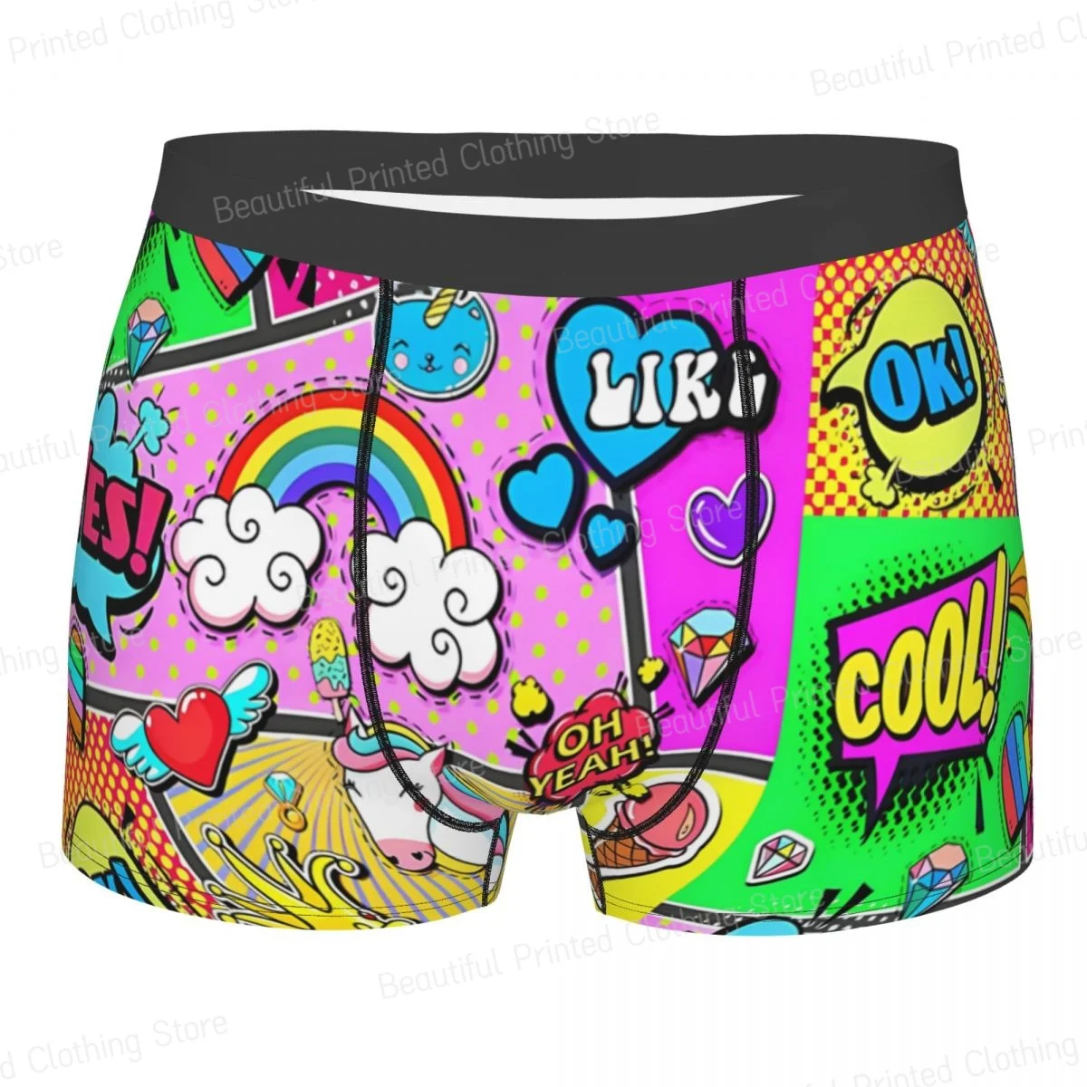 Colorful Girly Comic Book Men Boxer Briefs Pop Art Graffiti Highly Breathable Underwear High Quality Print Shorts Birthday Gifts