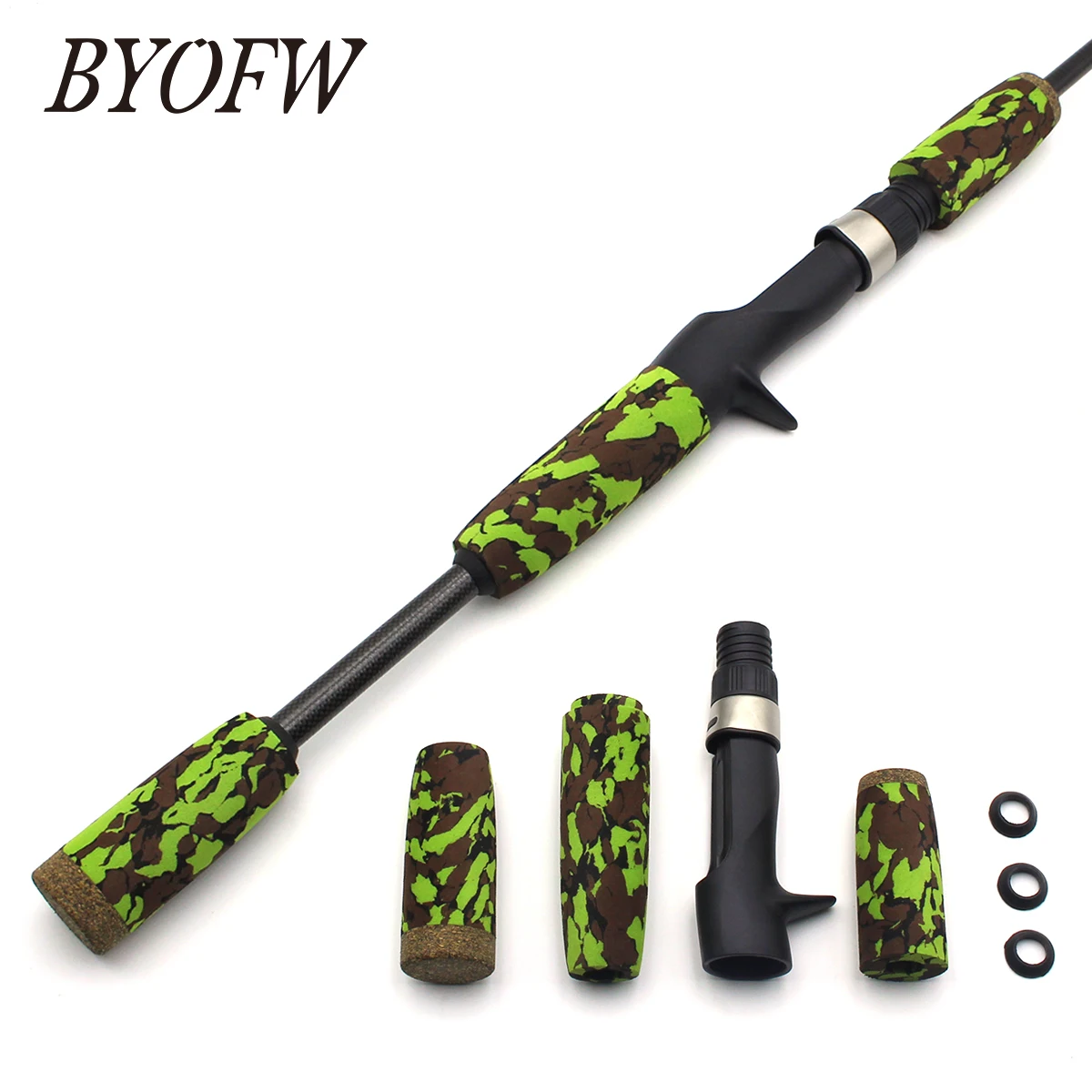 byofw fundicao verde camuflagem pesca rod handle split eva grip reparo tcs tipo similar reel assento de substituicao do edificio set 01