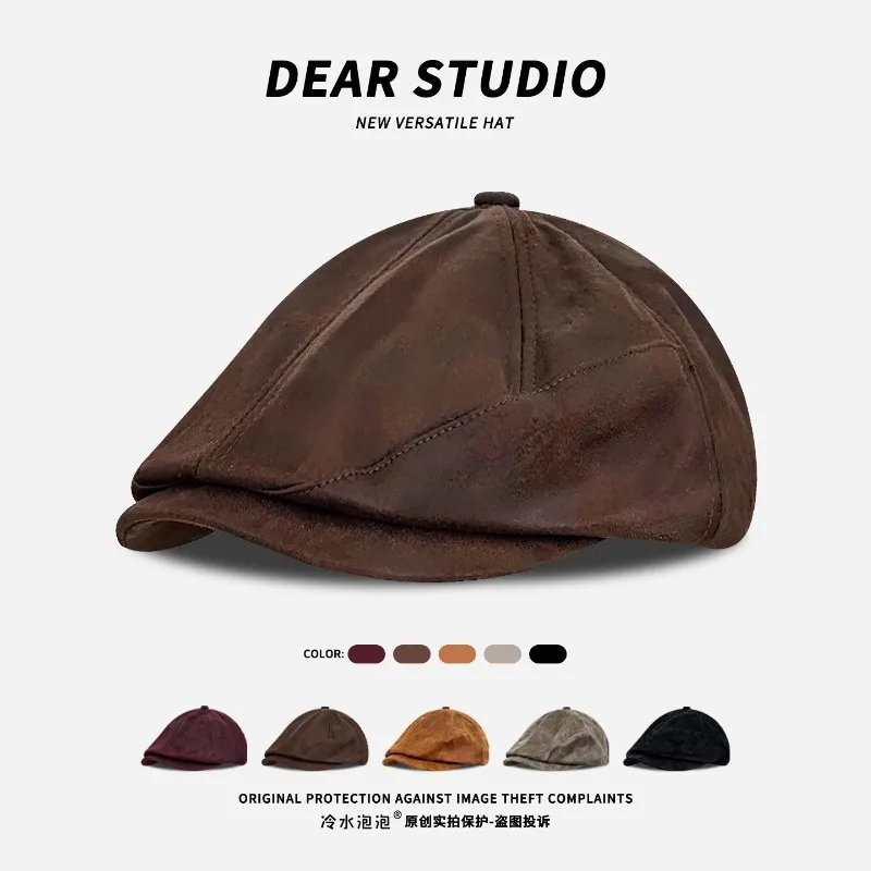 

Retro British Style Street Niche Suede Newsboy Hats for Men and Women Autumn Winter Casual Versatile Artistic Youth Berets