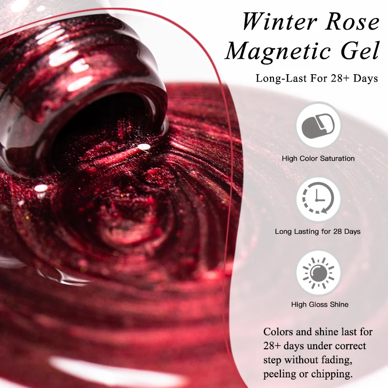 7 قطعة الشتاء الأحمر ارتفع القط المغناطيسي هلام مسمار مجموعة طلاء الأظافر الزجاج الخرز المغناطيسي شبه دائم نقع قبالة الأشعة فوق البنفسجية هلام الورنيش لعيد الحب #6