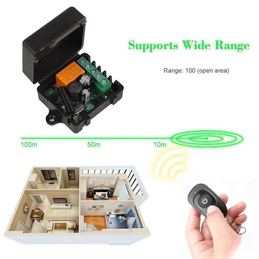 Interruptor sem fio de controle remoto, dc 12v 24v 36v 433 mhz, receptor de relé rf de 1 canal e transmissor de 1 canal para fechadura eletromagnética de porta