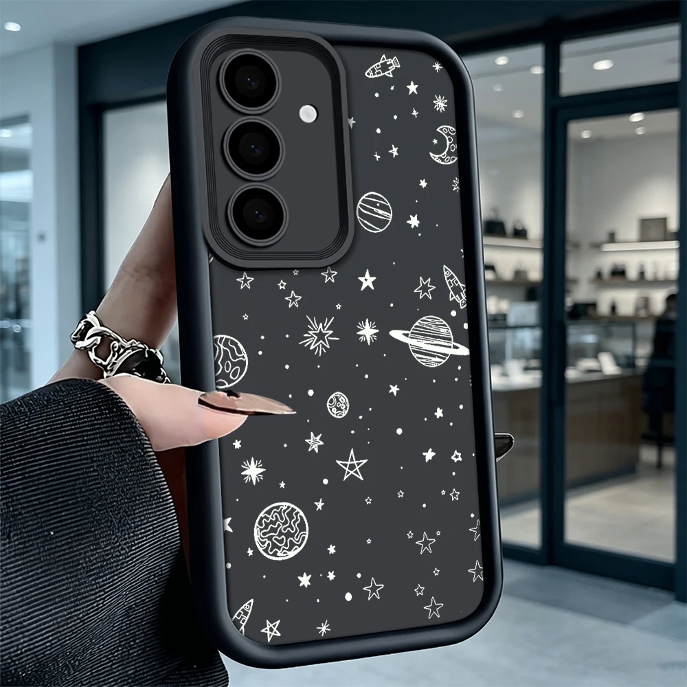 Minimalistisches Doodle-Muster Matte Weiche TPU-Hülle für Samsung S26 S25 S24 S23 S22 Ultra FE A17 A27 A57, Stoßfeste Rückabdeckung
