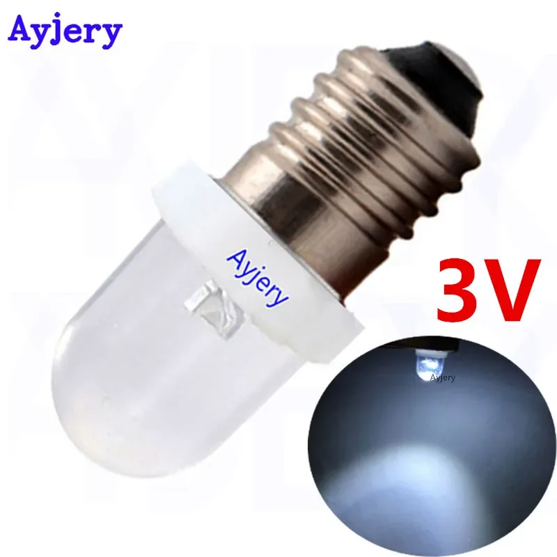 

AYJERY 100pcs 3V E10 F8 1 SMD Screw For Torch Bike Lamp Bulb Clearance Lights White Auto Led Dashoard Warning Lights