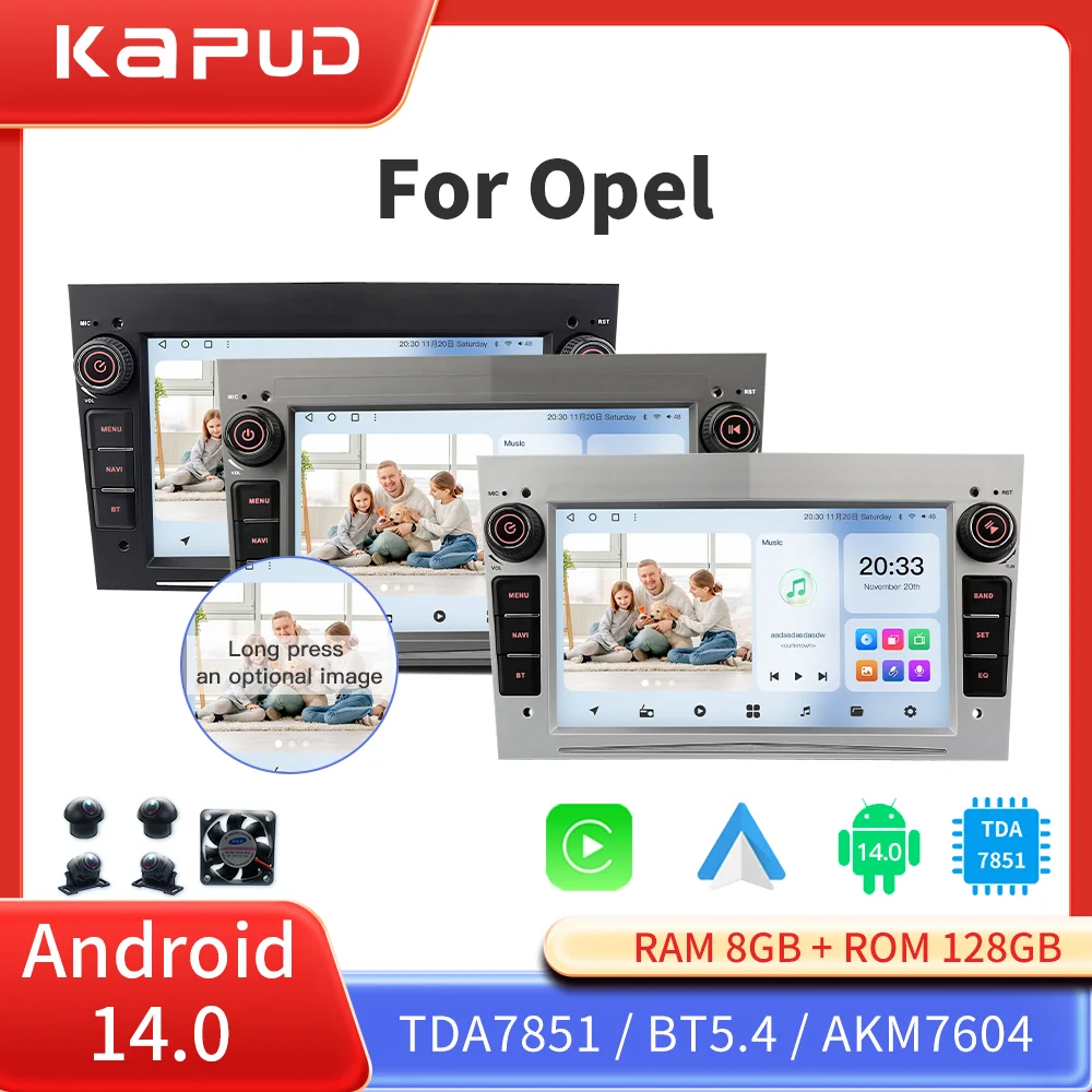 

Kapud-Car 7 ''2 Din Android 14 Radio Multimedia Opel Astra Stereo Antara Zafira Corsa Combo Vectra Carplay Auto 360 GPS BT SWC