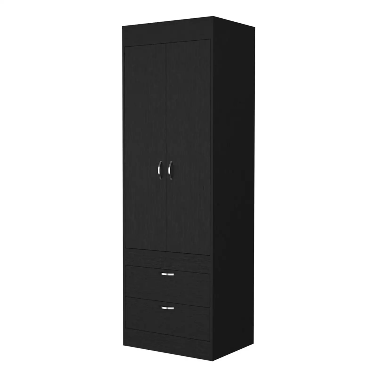 

Versatile Armoire: Double Door Cabinet, Two Drawers, Hanging Rod - Complete Your